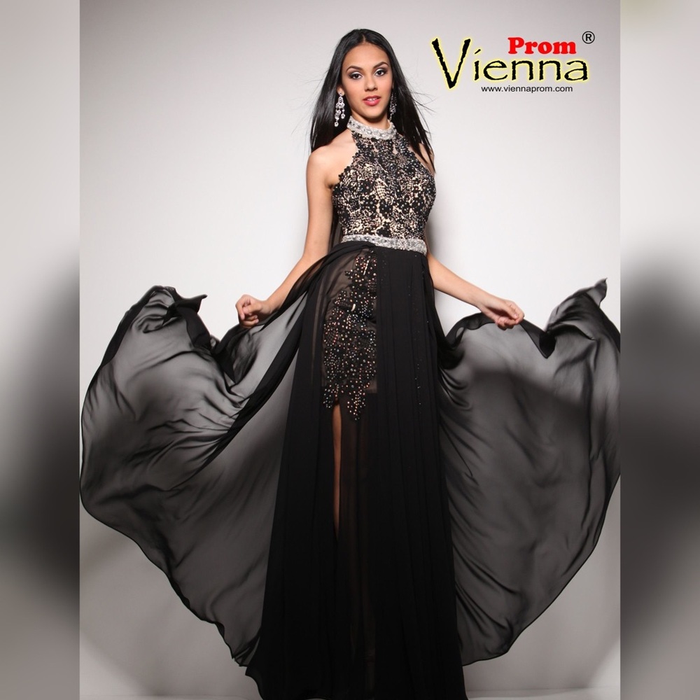 Vienna Prom Dress Black Couture Evening Gown Sz 8